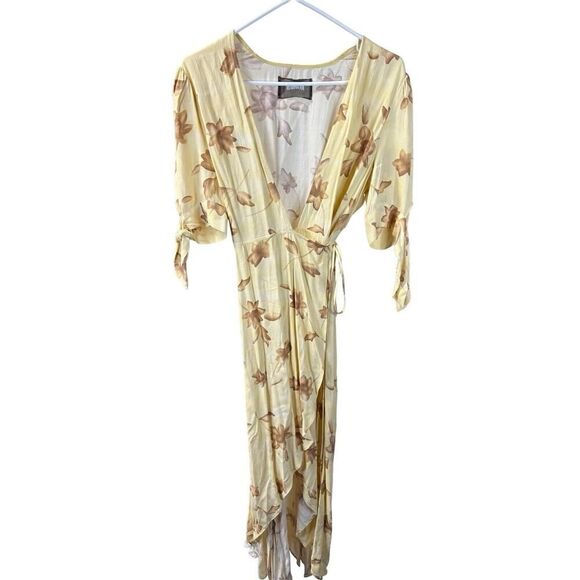 Reformation Floral Royce Wrap Maxi Dress Tuscany Yellow Size Large - Picture 3 of 12